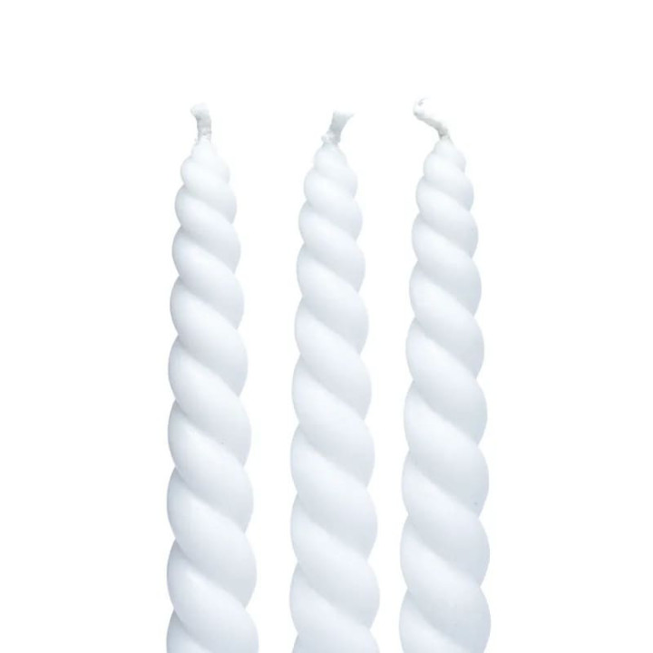 Bougie de table torsadée blanche non parfumée | Pieralune