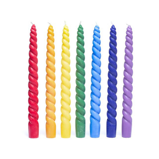 Bougies de dîner torsadées Chakra non parfumées lot de 7 | Pieralune
