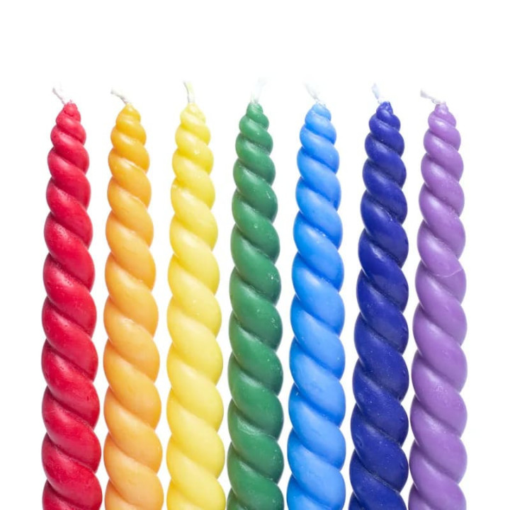 Bougies de dîner torsadées Chakra non parfumées lot de 7 | Pieralune