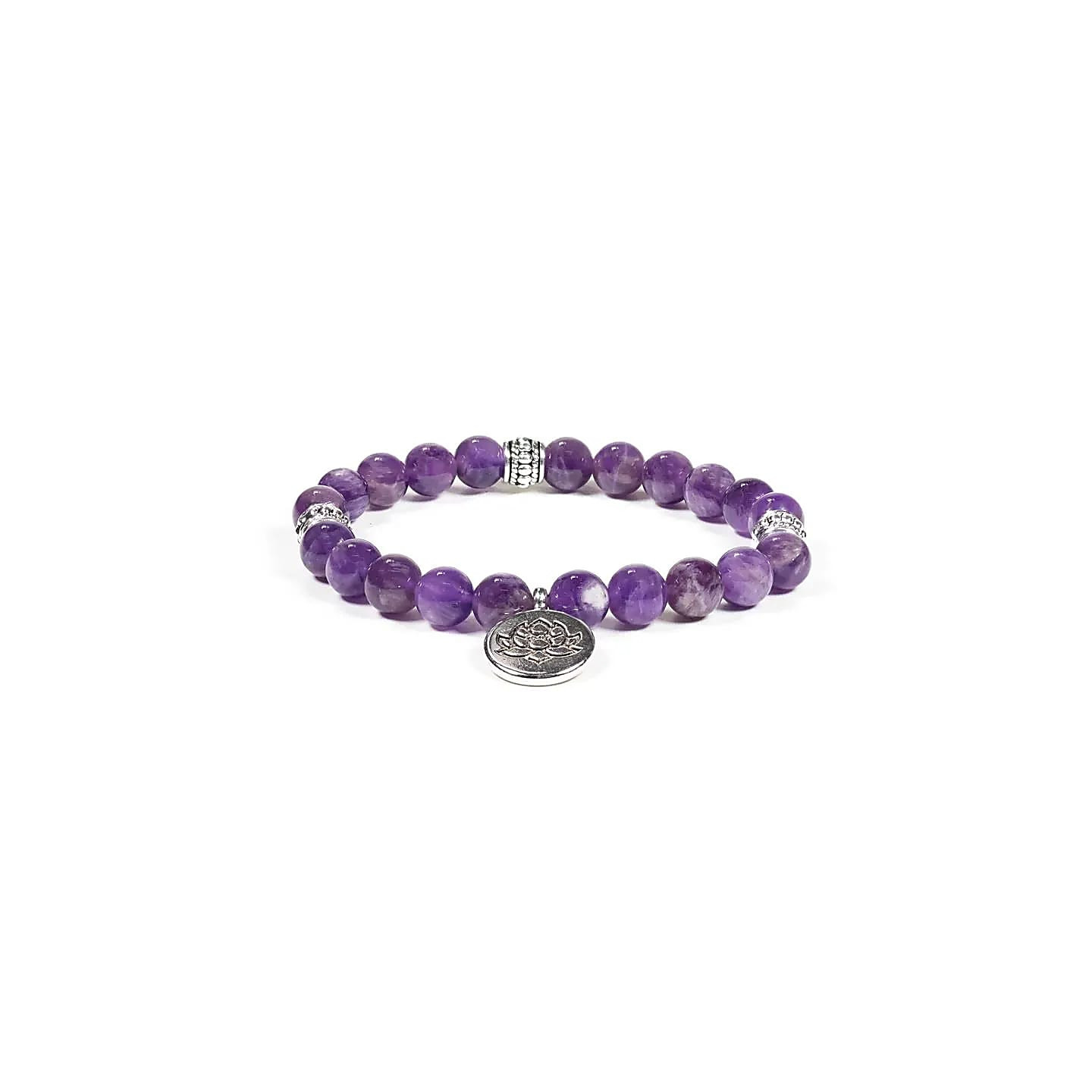 Mala / bracelet améthyste élastique lotus | Pieralune