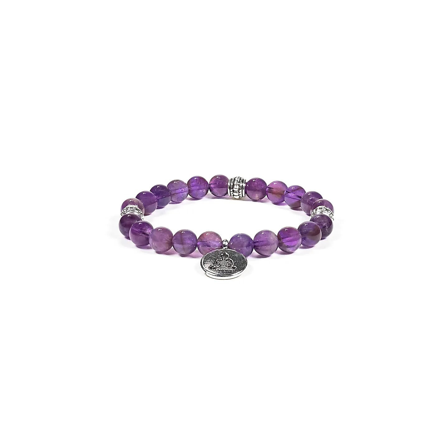Mala / bracelet améthyste élastique Bouddha | Pieralune