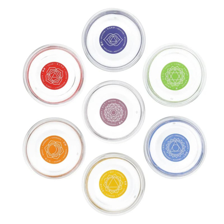 Verre Mythos SET 7 chakra - symboles et textes | Pieralune