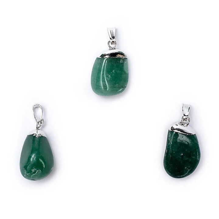 Pendentif Aventurine vert monture en métal | Pieralune