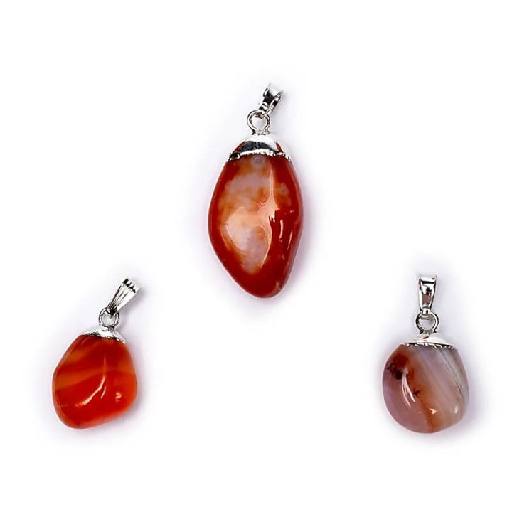 Pendentif Agate rouge monture en métal | Pieralune