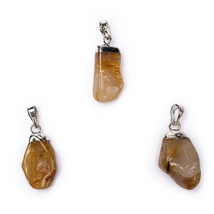 Pendentif Quartz rutile monture en métal | Pieralune