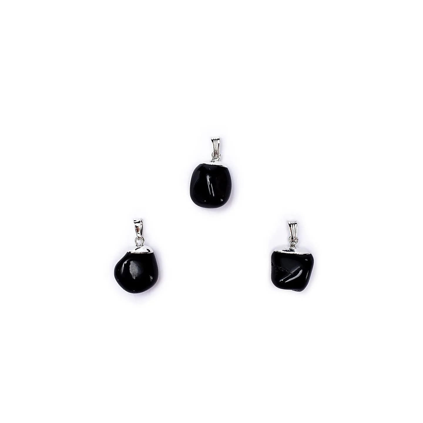 Pendentif Onyx noire monture en métal | Pieralune