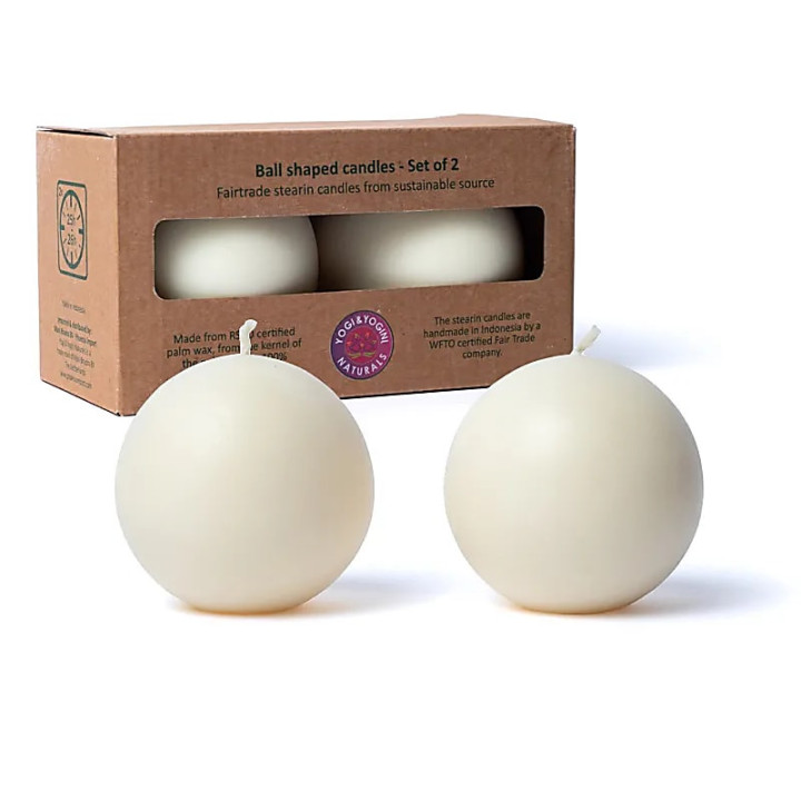 Bougie boule blanc cassé non parfumée | Pieralune