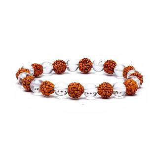Bracelet Rudraksha / cristal de roche élastiqué | Pieralune