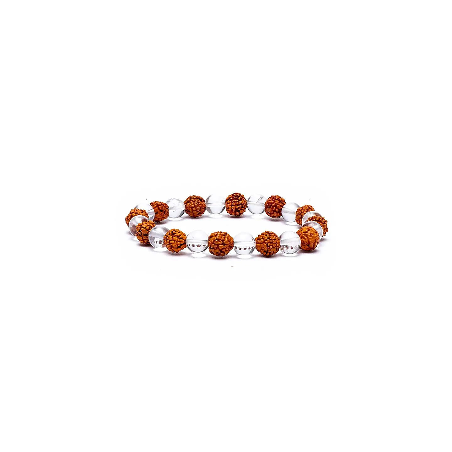 Bracelet Rudraksha / cristal de roche élastiqué | Pieralune