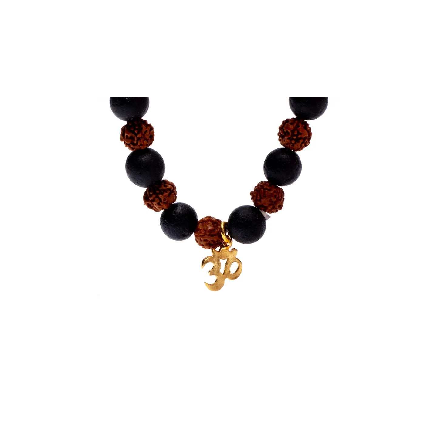 Bracelet Rudraksha/Pierre de lave avec Om - élastiqué | Pieralune