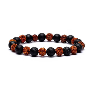 Bracelet Rudraksha / Pierre de lave élastiqué | Pieralune