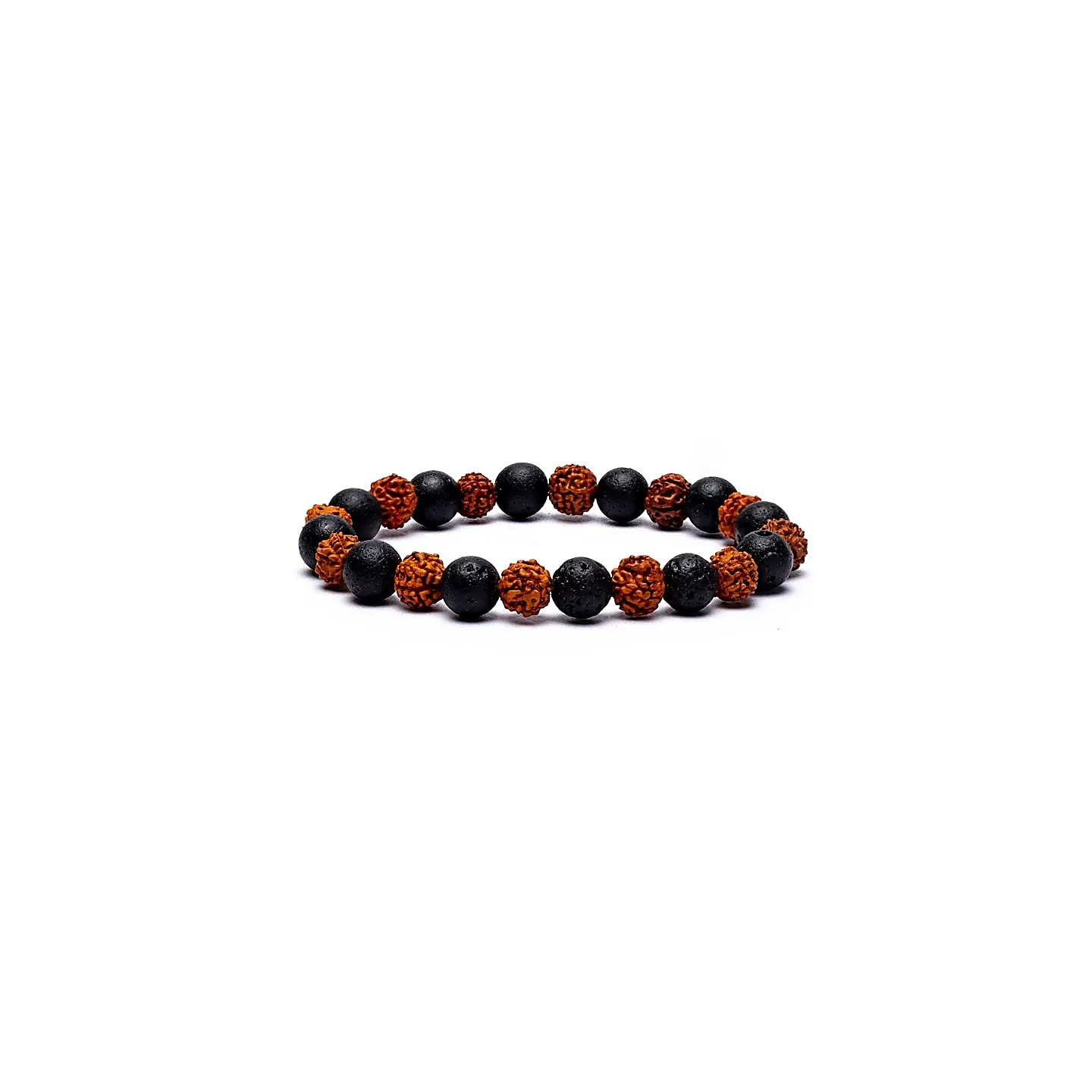 Bracelet Rudraksha / Pierre de lave élastiqué | Pieralune
