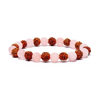Bracelet Rudraksha / Quartz Rose élastiqué | Pieralune