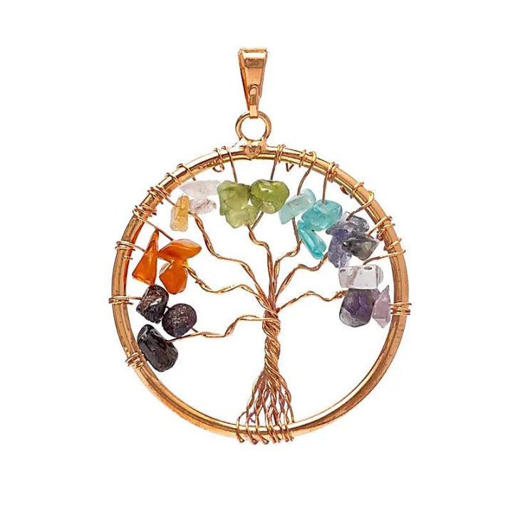 Pendentif chakra arbre de vie laiton couleur cuivre | Pieralune