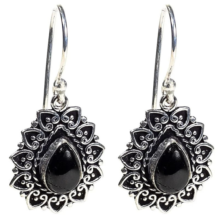 Boucles d'oreilles tourmaline noire | Pieralune