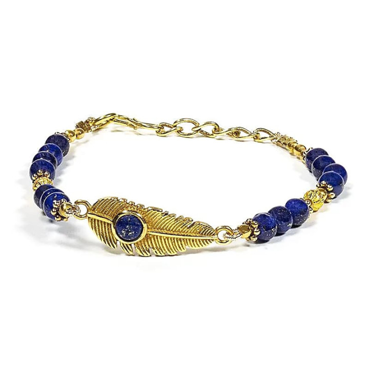 Bracelet plume avec lapis lazuli | Pieralune