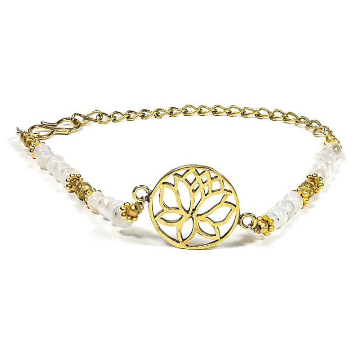 Bracelet lotus avec pierre de lune | Pieralune