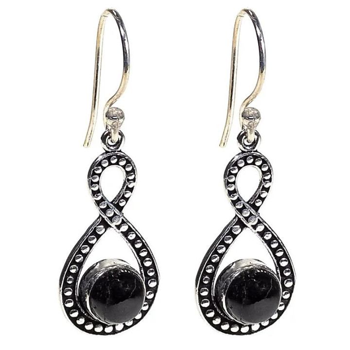 Boucles d'oreilles avec tourmaline noire | Pieralune