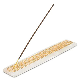 Porte-encens selenite avec Fleur de vie | Pieralune