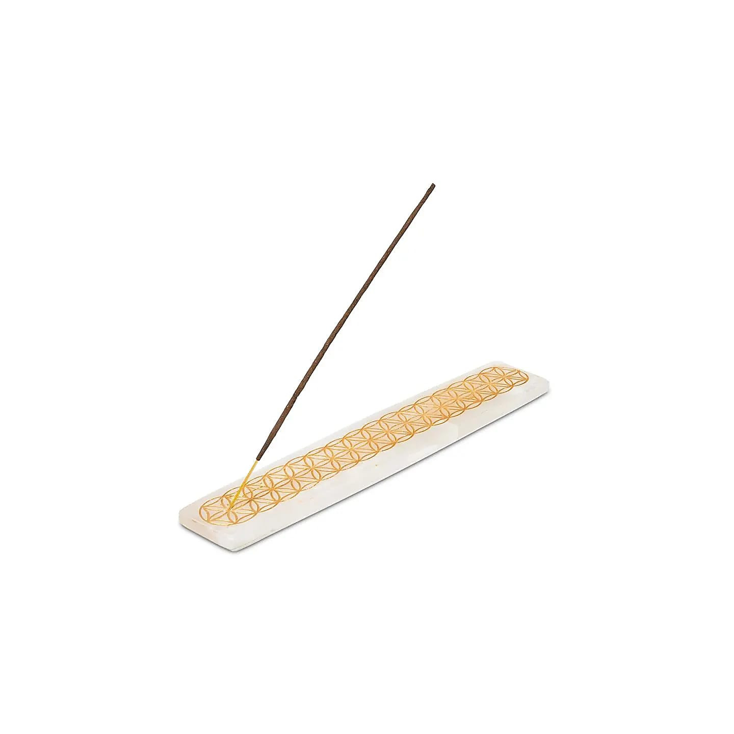 Porte-encens selenite avec Fleur de vie | Pieralune
