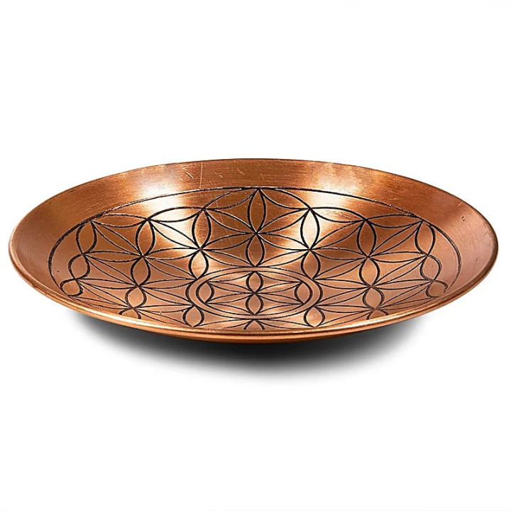 Assiette de cuivre motif fleur de vie | Pieralune