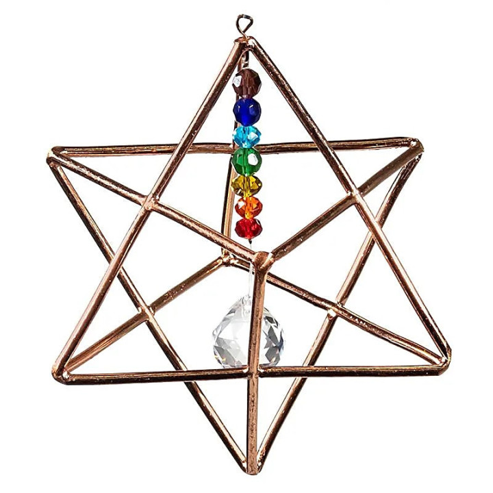 Merkaba avec cristal des chakra à suspendre | Pieralune