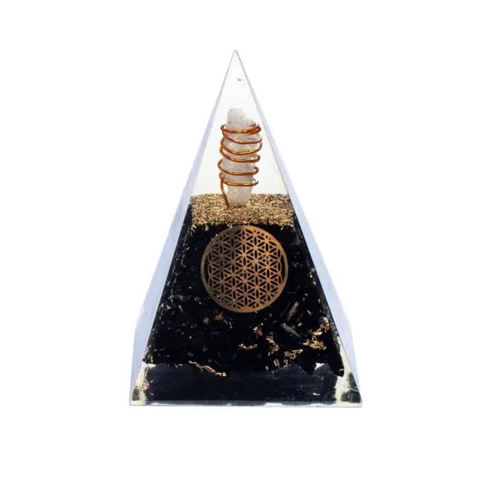 Orgonite Pyramide tourmaline fleur de vie | Pieralune