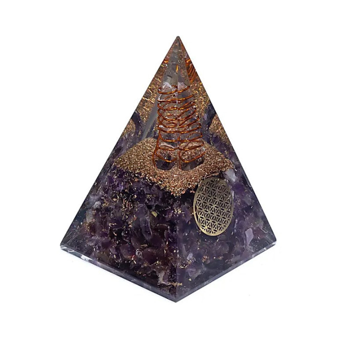 Orgonite Pyramide améthyste fleur de vie | Pieralune