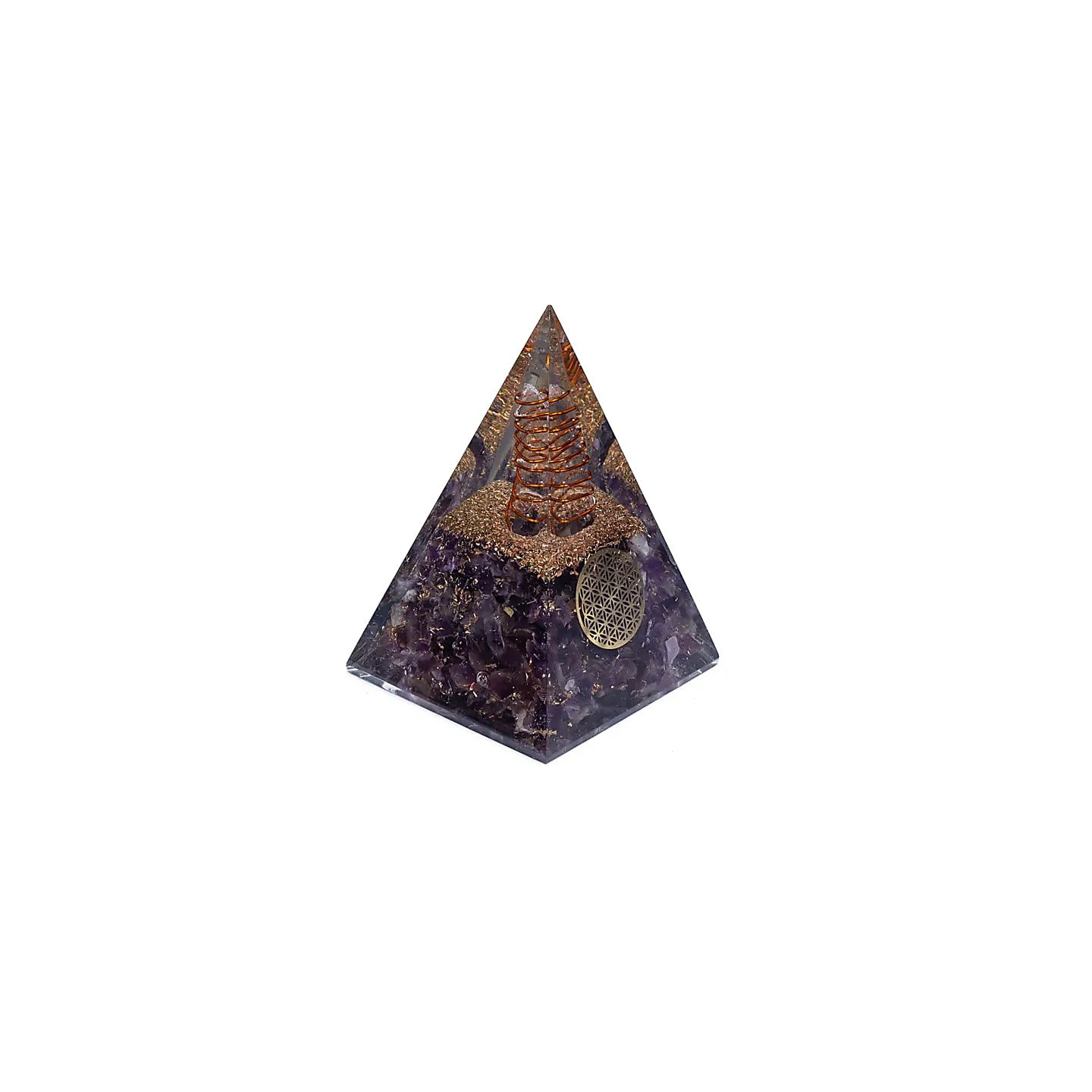 Orgonite Pyramide améthyste fleur de vie | Pieralune