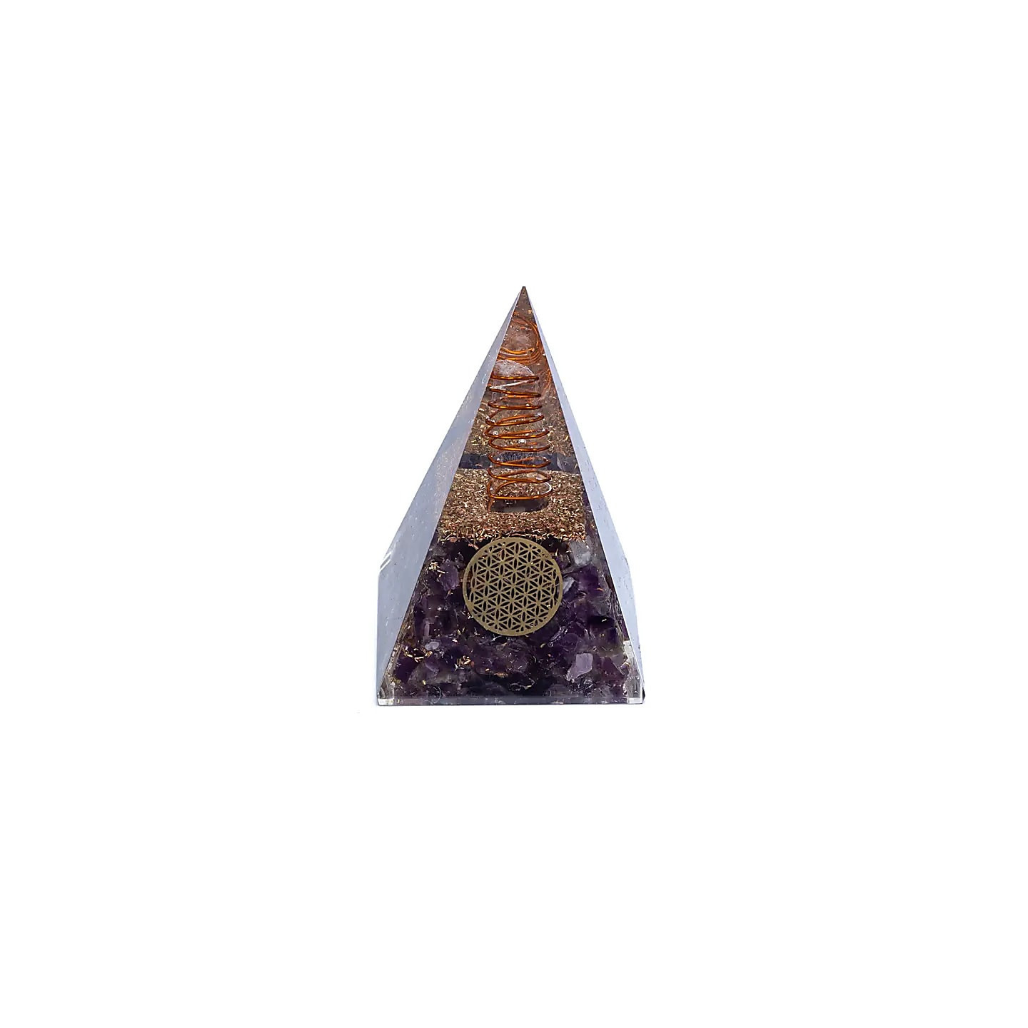 Orgonite Pyramide améthyste fleur de vie | Pieralune