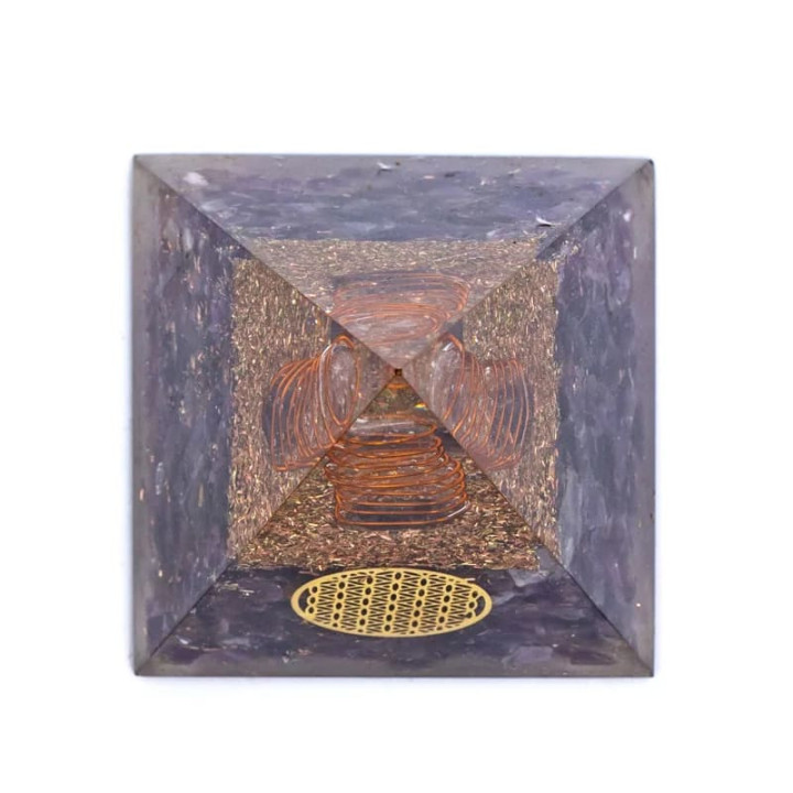 Orgonite Pyramide améthyste fleur de vie | Pieralune