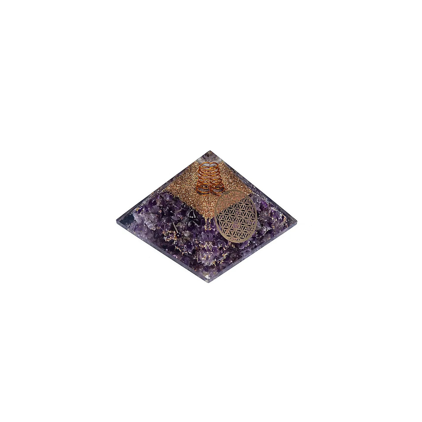 Orgonite Pyramide améthyste fleur de vie | Pieralune
