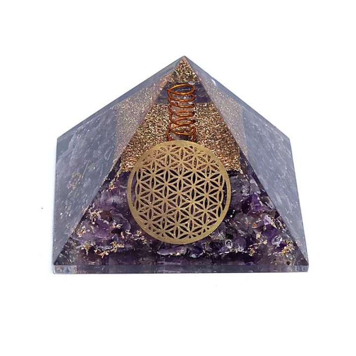 Orgonite Pyramide améthyste fleur de vie | Pieralune