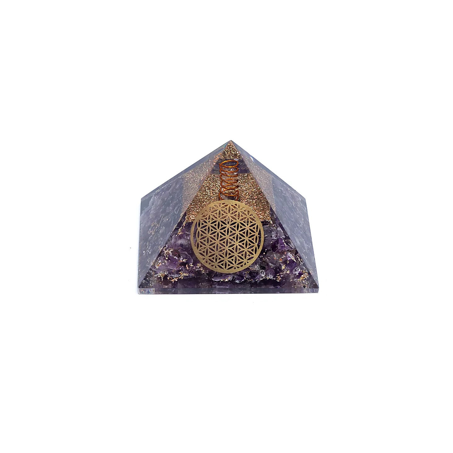 Orgonite Pyramide améthyste fleur de vie | Pieralune