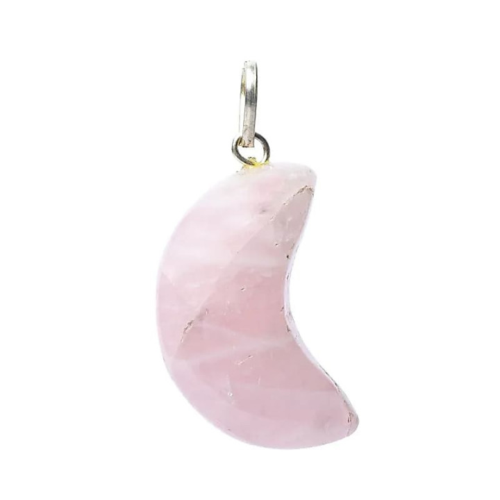 Pendentif en quartz rose forme de lune | Pieralune