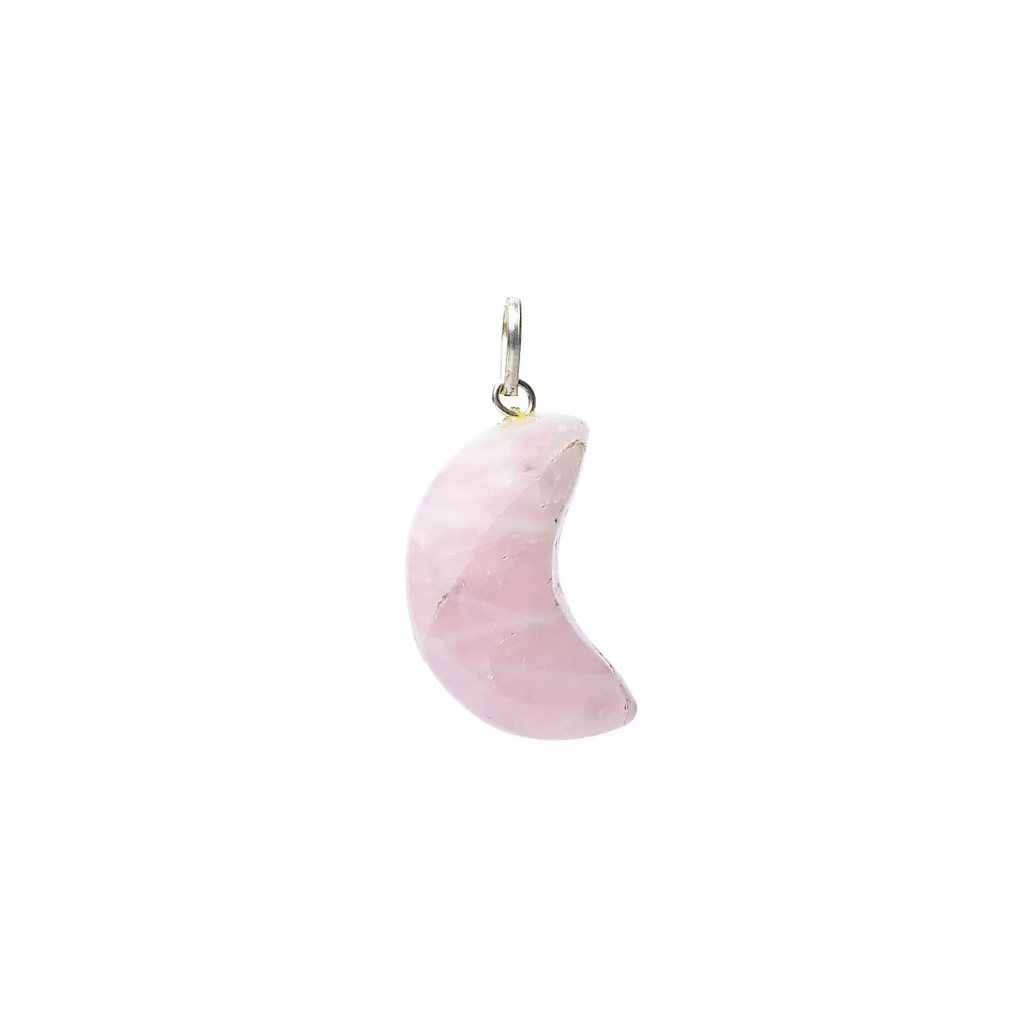 Pendentif en quartz rose forme de lune | Pieralune