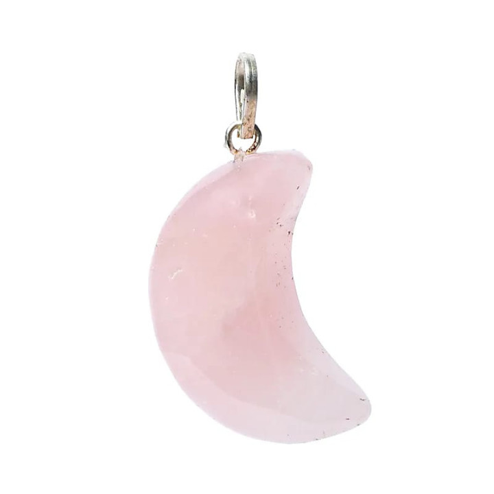 Pendentif en quartz rose forme de lune | Pieralune
