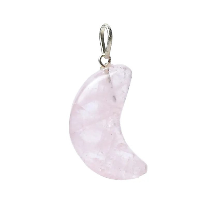 Pendentif en quartz rose forme de lune | Pieralune
