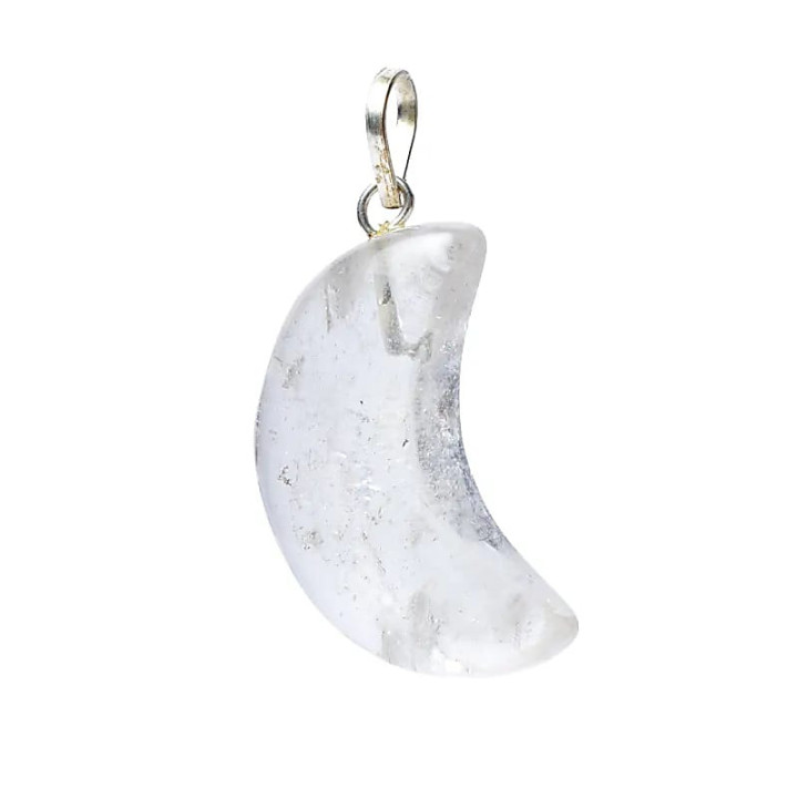 Pendentif en Cristal de Roche en forme de lune | Pieralune