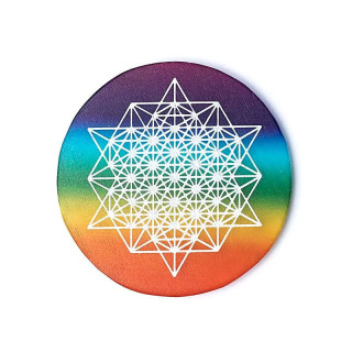 Dessous de verre en sélénite Tétraèdre 64 étoiles | Pieralune