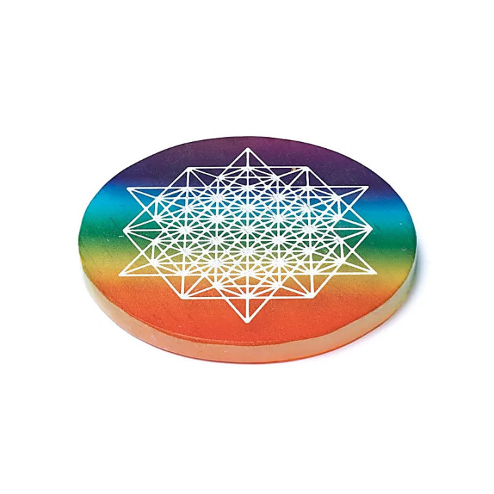 Dessous de verre en sélénite Tétraèdre 64 étoiles | Pieralune