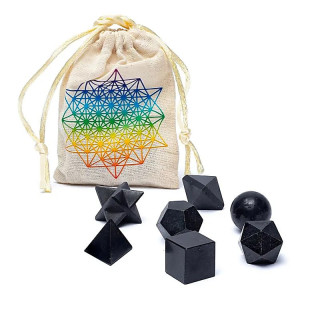 Ensemble de 7 pièces en Tourmaline Noire géométrie sacrée | Pieralune