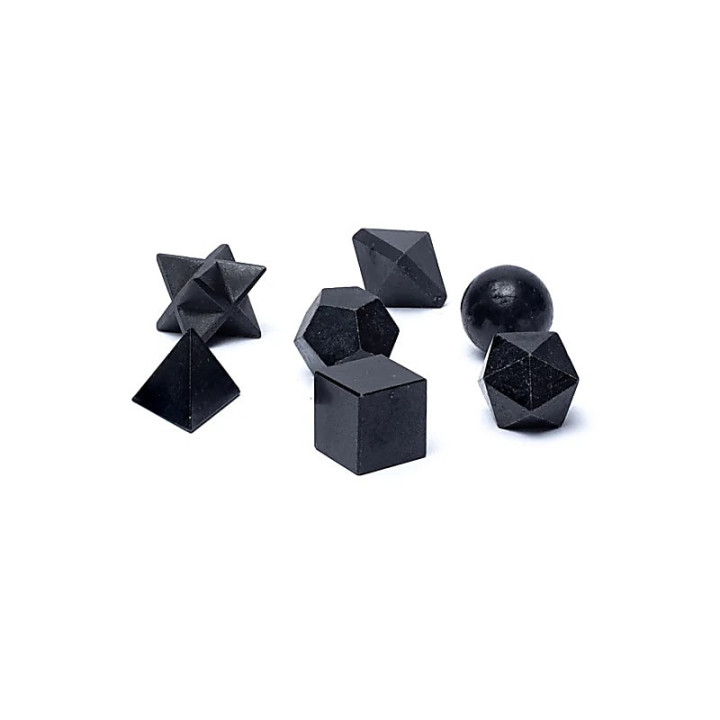 Ensemble de 7 pièces en Tourmaline Noire géométrie sacrée | Pieralune
