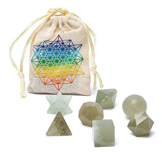 Ensemble de 7 pièces en Aventurine Verte géométrie sacrée | Pieralune