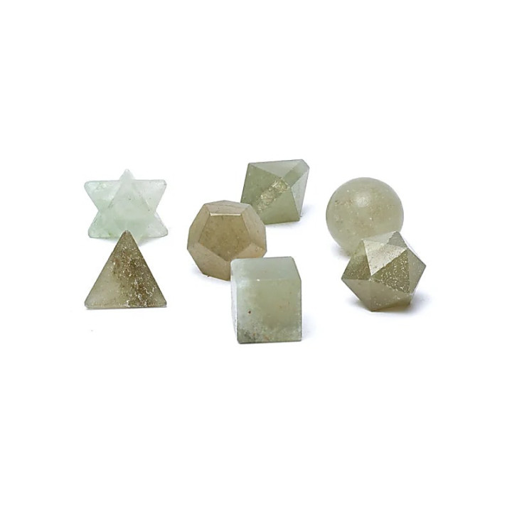 Ensemble de 7 pièces en Aventurine Verte géométrie sacrée | Pieralune