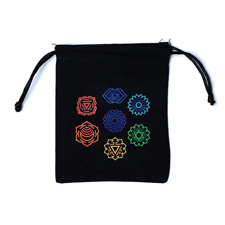 Pochette en coton 7 chakras noir | Pieralune