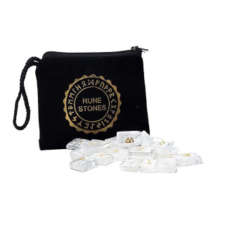 SET Rune Oracle en cristal de roche dans une pochette e... | Pieralune