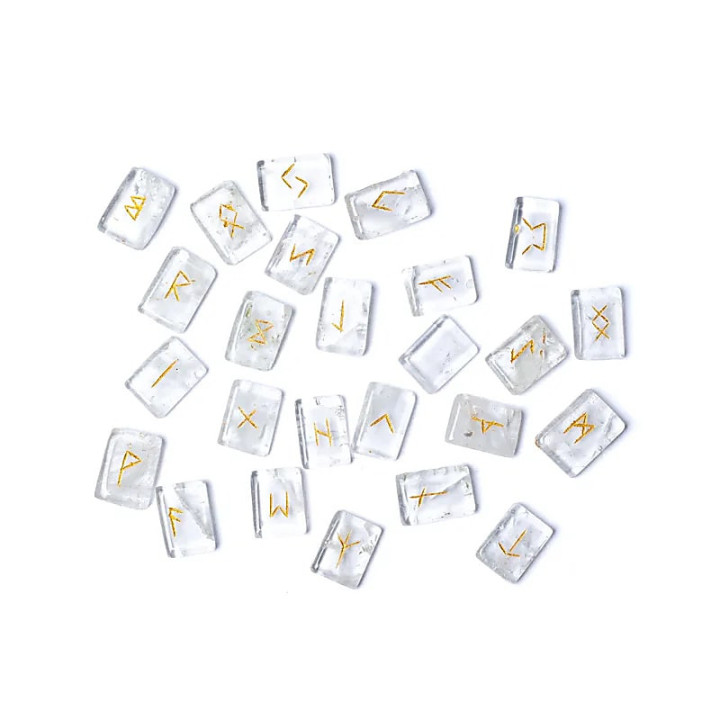 SET Rune Oracle en cristal de roche dans une pochette e... | Pieralune