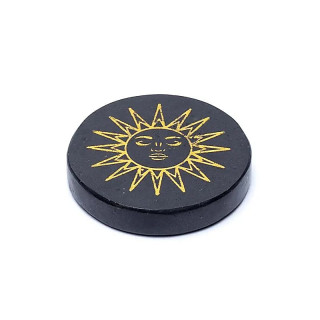 Disque minéral gravé tourmaline noire Soleil | Pieralune