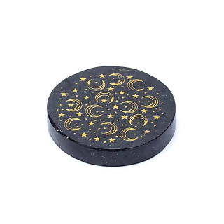 Disque minéral gravé tourmaline noire lunes et étoiles | Pieralune